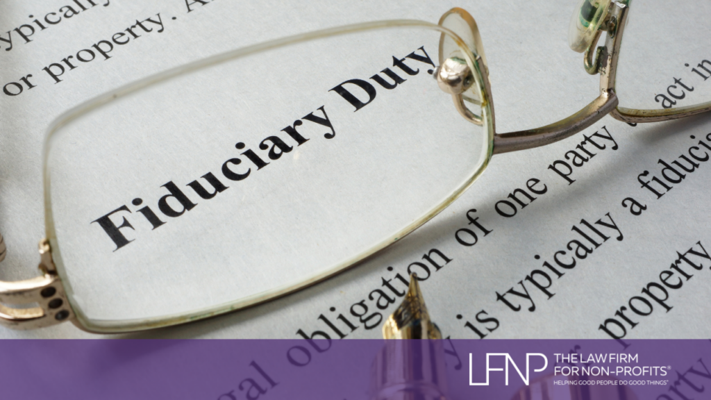 glasses with the words fiduciary duty in the lense on a piece of paper