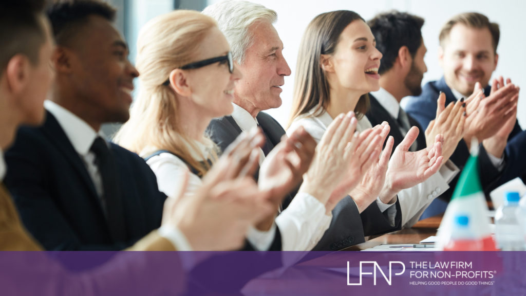 nonprofit members applauding good governance policies